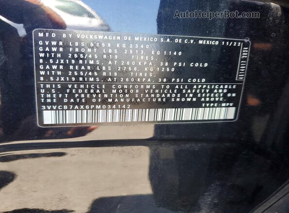 3VVCB7AX6PM034142 2023 VOLKSWAGEN TIGUAN Black Widok wnętrza 360 stopni