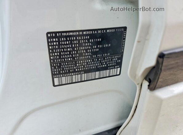 3VVCB7AX6RM055138 2024 VOLKSWAGEN TIGUAN White Widok naklejki z numerem VIN