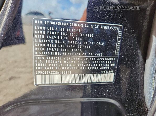 3VVCB7AXXRM160619 2024 VOLKSWAGEN TIGUAN Black Widok naklejki z numerem VIN