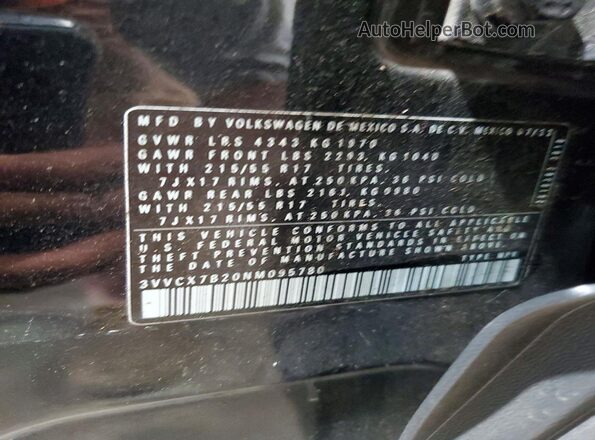 3VVCX7B20NM095780 2022 VOLKSWAGEN TAOS Black VIN կոդի պիտակի տեսք