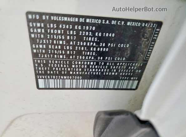 3VVCX7B22NM067060 2022 VOLKSWAGEN TAOS Белый 