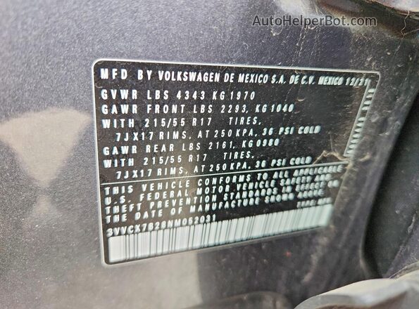 3VVCX7B28NM052031 2022 VOLKSWAGEN TAOS Серый Вид подкапотного пространства