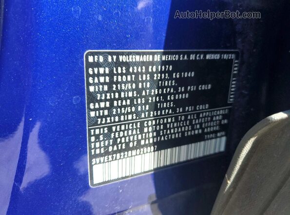 3VVEX7B22RM029097 2024 VOLKSWAGEN TAOS Blue VIN კოდის სტიკერის ხედი