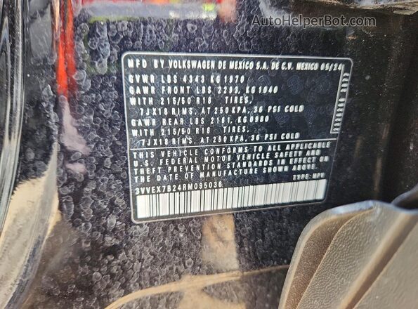3VVEX7B24RM095036 2024 VOLKSWAGEN TAOS Black VIN կոդի պիտակի տեսք