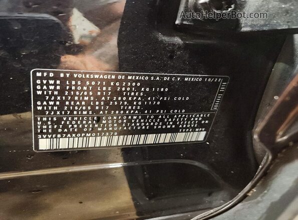 3VVFB7AX0PM017379 2023 VOLKSWAGEN TIGUAN Черный Вид наклейки с VIN-кодом