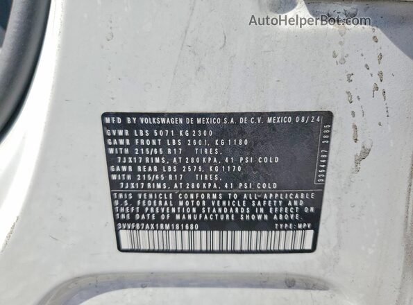 3VVFB7AX1RM181680 2024 VOLKSWAGEN TIGUAN White სალონის 360-გრადუსიანი ხედი