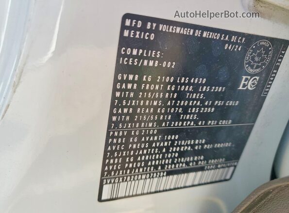 3VVGX7B20RM079294 2024 VOLKSWAGEN TAOS White Widok wnętrza 360 stopni