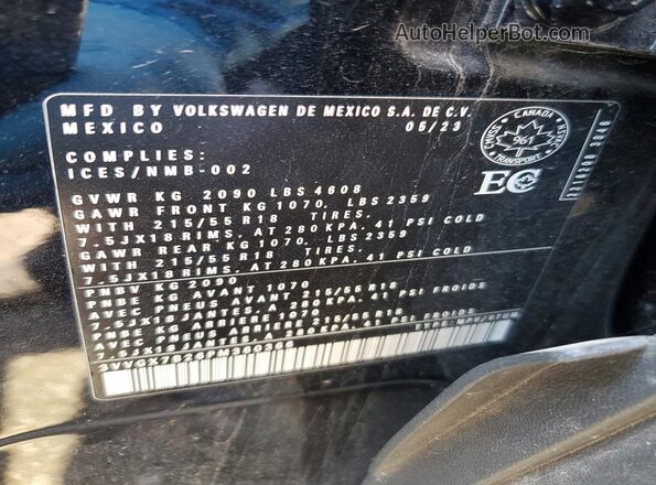 3VVGX7B26PM360366 2023 VOLKSWAGEN TAOS Black VIN კოდის სტიკერის ხედი