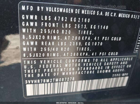 3VVHR7RM2TM087278 2026 VOLKSWAGEN TIGUAN Black Engine compartment view