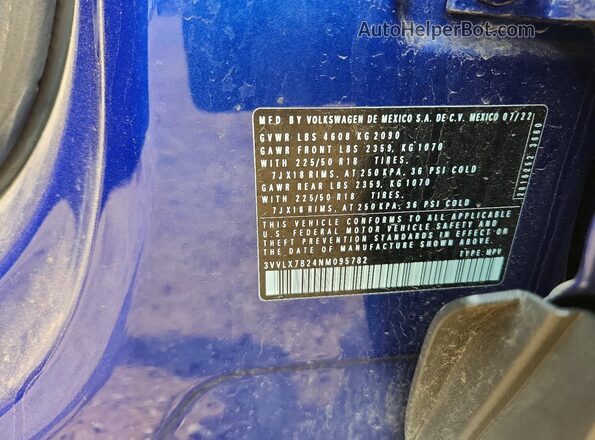 3VVLX7B24NM095782 2022 VOLKSWAGEN TAOS Blue Вид підкапотного простору