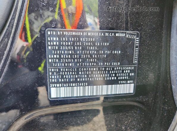 3VVMB7AX1RM074829 2024 VOLKSWAGEN TIGUAN Черный Вид наклейки с VIN-кодом