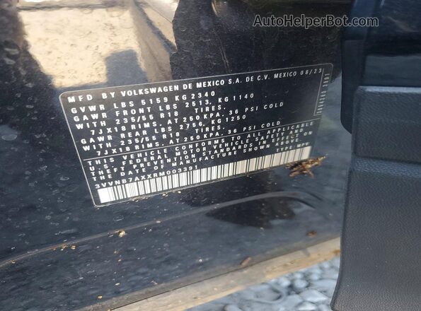 3VVNB7AXXRM003391 2024 VOLKSWAGEN TIGUAN Black VIN კოდის სტიკერის ხედი