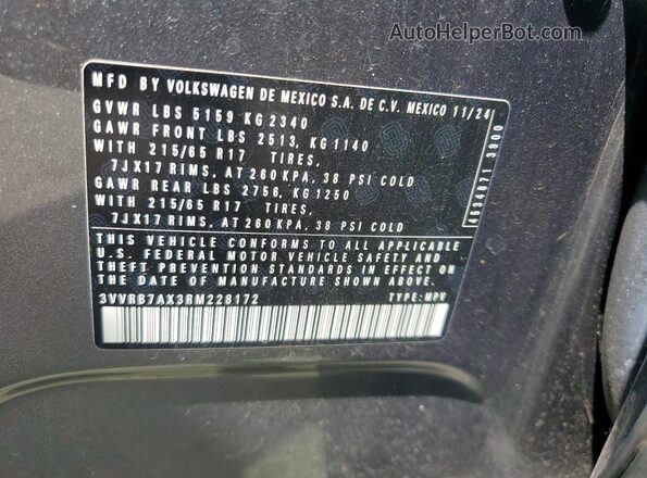 3VVRB7AX3RM228172 2024 VOLKSWAGEN TIGUAN Gray VIN կոդի պիտակի տեսք