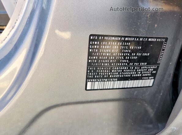 3VVRB7AX7PM110705 2023 VOLKSWAGEN TIGUAN Silver Widok wnętrza 360 stopni