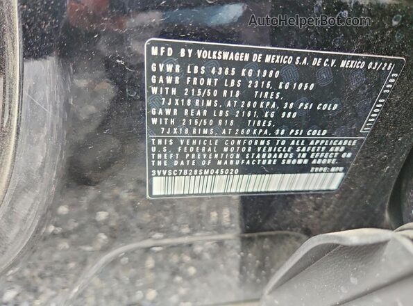 3VVSC7B28SM045020 2025 VOLKSWAGEN TAOS Black Widok naklejki z numerem VIN