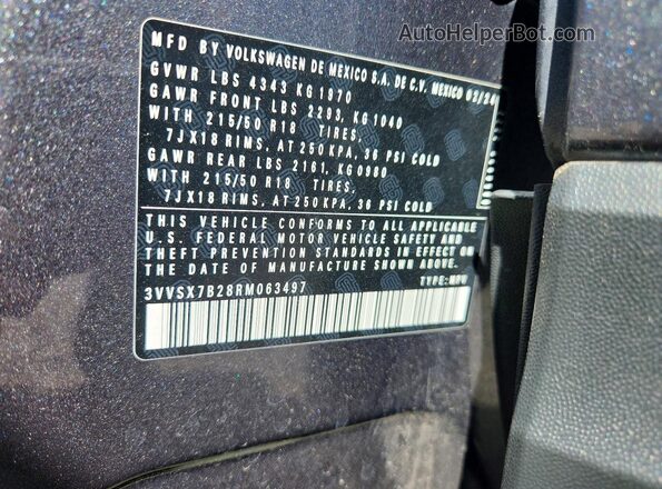 3VVSX7B28RM063497 2024 VOLKSWAGEN TAOS Серый Вид наклейки с VIN-кодом