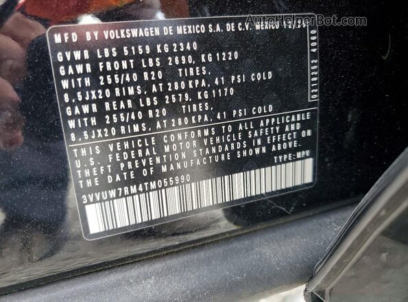 3VVUW7RM4TM055990 2026 VOLKSWAGEN TIGUAN Black VIN sticker view