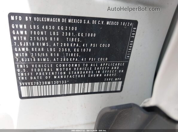 3VVVX7B23RM130133 2024 VOLKSWAGEN TAOS White Vista del compartimento del motor