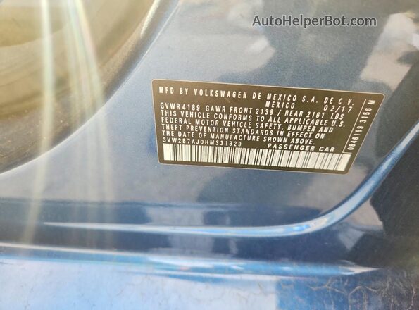 3VW2B7AJ0HM331329 2017 VOLKSWAGEN JETTA Blue Vista del compartimento del motor