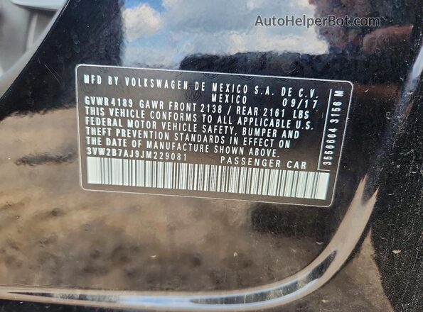 3VW2B7AJ9JM229081 2018 VOLKSWAGEN JETTA Black Вид підкапотного простору