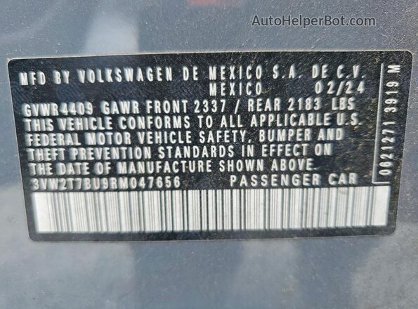 3VW2T7BU9RM047656 2024 VOLKSWAGEN JETTA Gray Engine compartment view