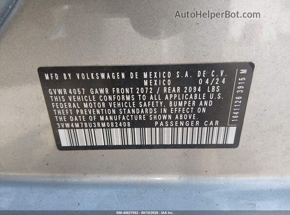 3VW4M7BU3RM082408 2024 VOLKSWAGEN JETTA Silver Engine compartment view