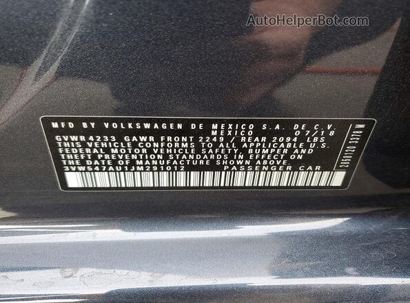 3VW547AU1JM291012 2018 VOLKSWAGEN GTI Gray Вид підкапотного простору