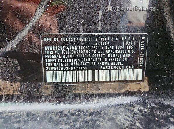 3VW547AU3HM024450 2017 VOLKSWAGEN GTI Черный Вид подкапотного пространства