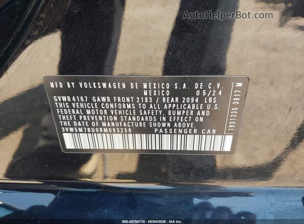 3VW5M7BU0RM093256 2024 VOLKSWAGEN JETTA Black Widok komory silnika