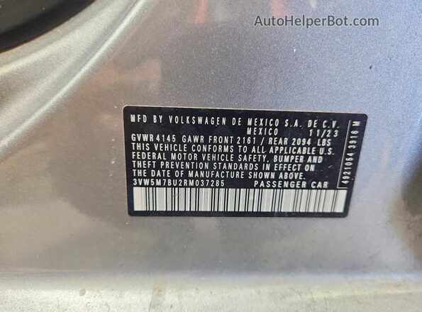 3VW5M7BU2RM037285 2024 VOLKSWAGEN JETTA Gray Widok komory silnika