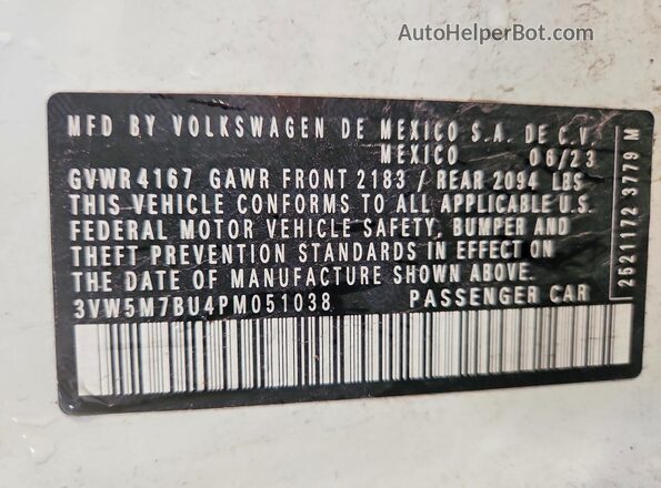 3VW5M7BU4PM051038 2023 VOLKSWAGEN JETTA White Շարժիչի բաժամունքի տեսք