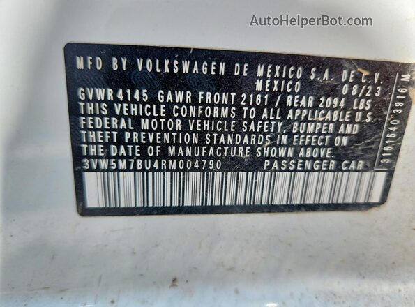 3VW5M7BU4RM004790 2024 VOLKSWAGEN JETTA White Widok komory silnika