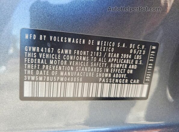 3VW5M7BU5PM040856 2023 VOLKSWAGEN JETTA Gray ძრავის განყოფილების ხედი