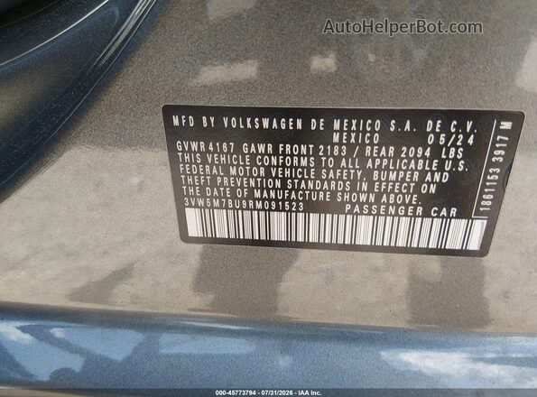 3VW5M7BU9RM091523 2024 VOLKSWAGEN JETTA Gray ძრავის განყოფილების ხედი