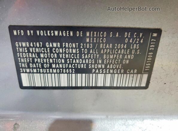 3VW5M7BUXRM078652 2024 VOLKSWAGEN JETTA Серый Вид подкапотного пространства