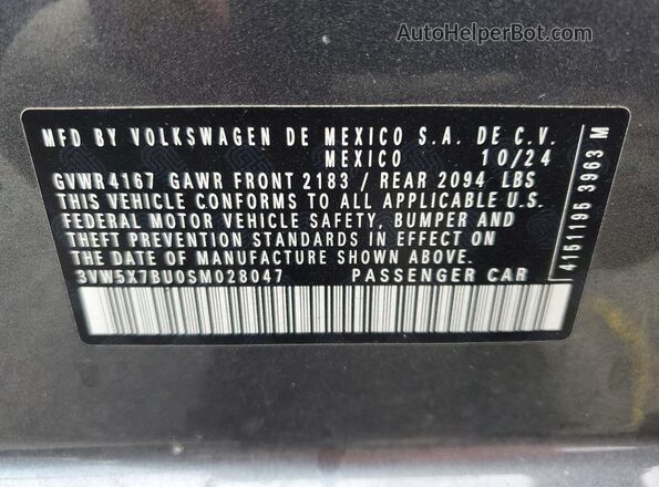 3VW5X7BU0SM028047 2025 VOLKSWAGEN JETTA Gray Vista del compartimento del motor