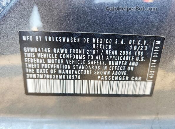 3VW7M7BU3RM018978 2024 VOLKSWAGEN JETTA Серый Вид подкапотного пространства
