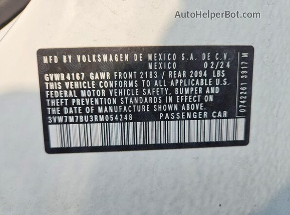 3VW7M7BU3RM054248 2024 VOLKSWAGEN JETTA White Вид підкапотного простору