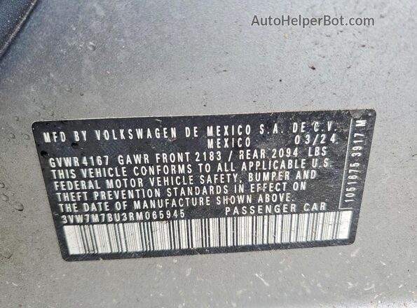 3VW7M7BU3RM065945 2024 VOLKSWAGEN JETTA Gray Widok komory silnika