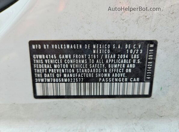 3VW7M7BU5RM022577 2024 VOLKSWAGEN JETTA White Vista del compartimento del motor