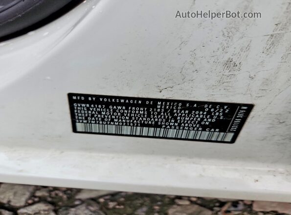 3VW7M7BU7NM021571 2022 VOLKSWAGEN JETTA White ძრავის განყოფილების ხედი