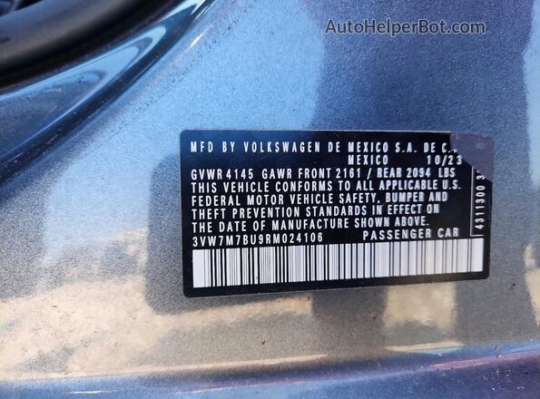 3VW7M7BU9RM024106 2024 VOLKSWAGEN JETTA Gray Engine compartment view