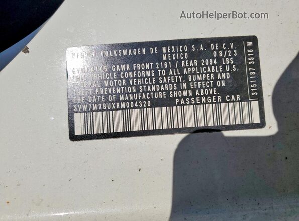 3VW7M7BUXRM004320 2024 VOLKSWAGEN JETTA White Widok komory silnika