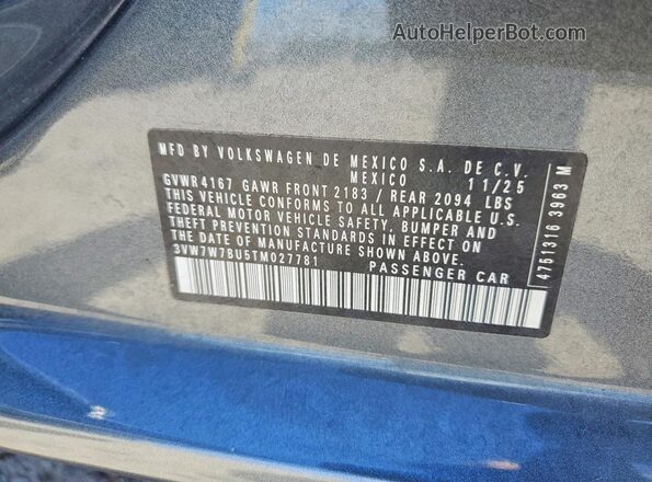 3VW7W7BU5TM027781 2026 VOLKSWAGEN JETTA Серый Вид подкапотного пространства