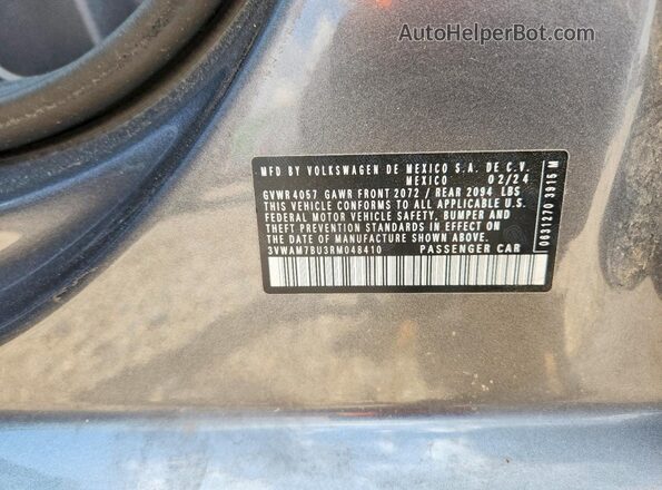 3VWAM7BU3RM048410 2024 VOLKSWAGEN JETTA Gray Widok naklejki z numerem VIN
