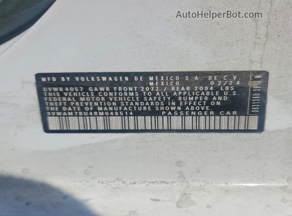 3VWAM7BU4RM048514 2024 VOLKSWAGEN JETTA White Vista del compartimento del motor
