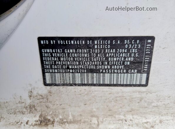 3VWBM7BU1PM025208 2023 VOLKSWAGEN JETTA White Widok komory silnika