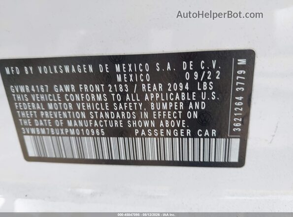 3VWBM7BUXPM010965 2023 VOLKSWAGEN JETTA White Engine compartment view