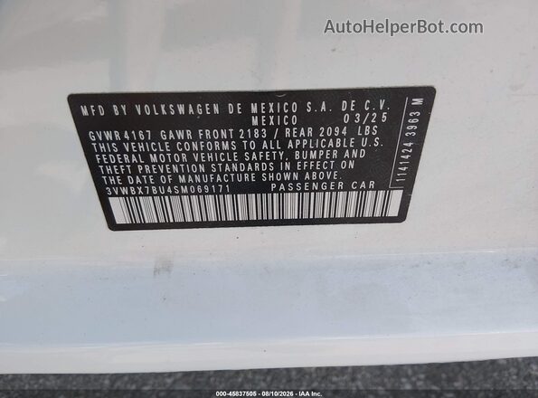 3VWBX7BU4SM069171 2025 VOLKSWAGEN JETTA Белый Вид подкапотного пространства