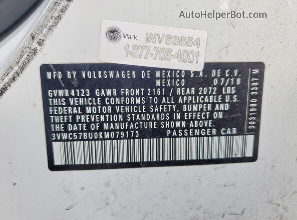 3VWC57BU0KM079173 2019 VOLKSWAGEN JETTA White Widok komory silnika